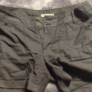Black Button-Front Shorts